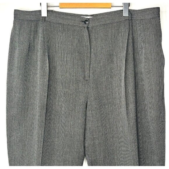 VTG Karolyne Petite Wool Herringbone Wide Leg Dress Pants Women 22 Gray Lined - Picture 3 of 12